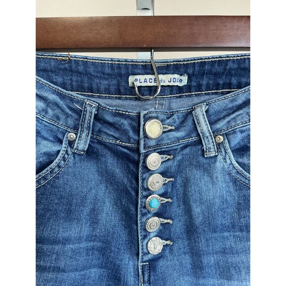 Original Vintage Hand Crafted Place Du Jour Denim Jeans Size 38 European - Picture 2 of 8